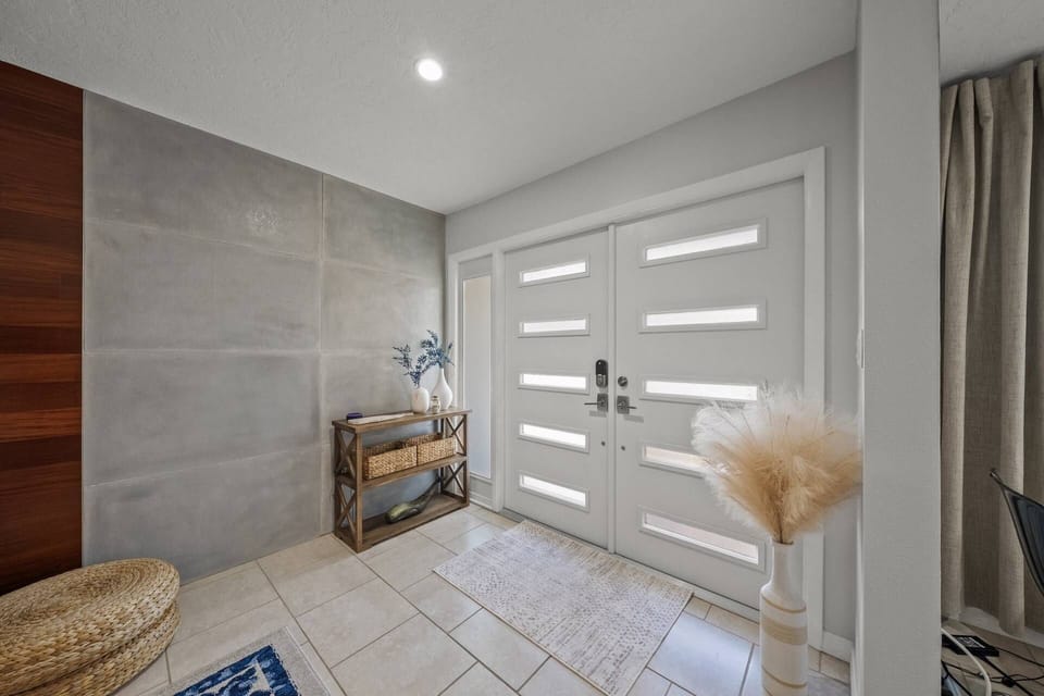 Double doors at the home's entry