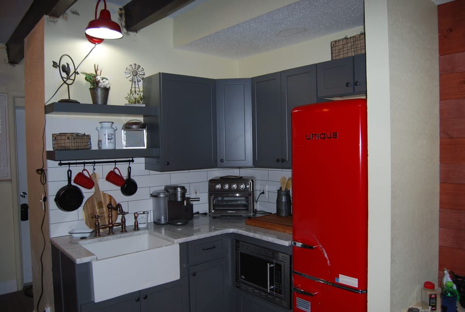 totally new kitchen, frig still has plastic ;)