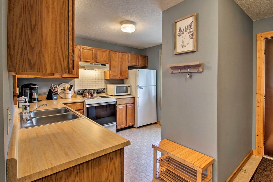 Make use of the fully equipped kitchen.