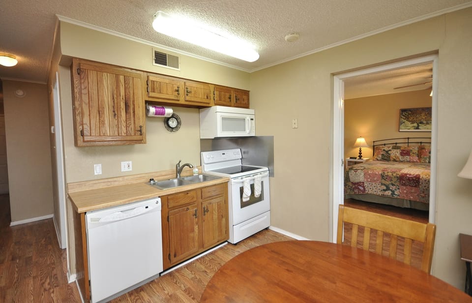 Kitchen with full size appliances.