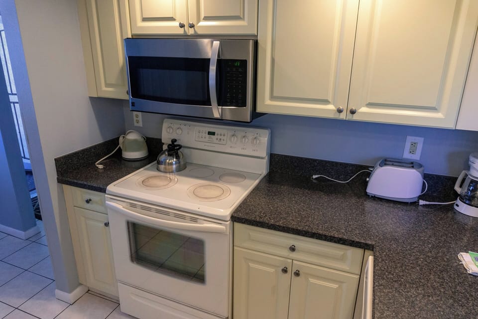 Start dinner prep with ample counters and modern appliances