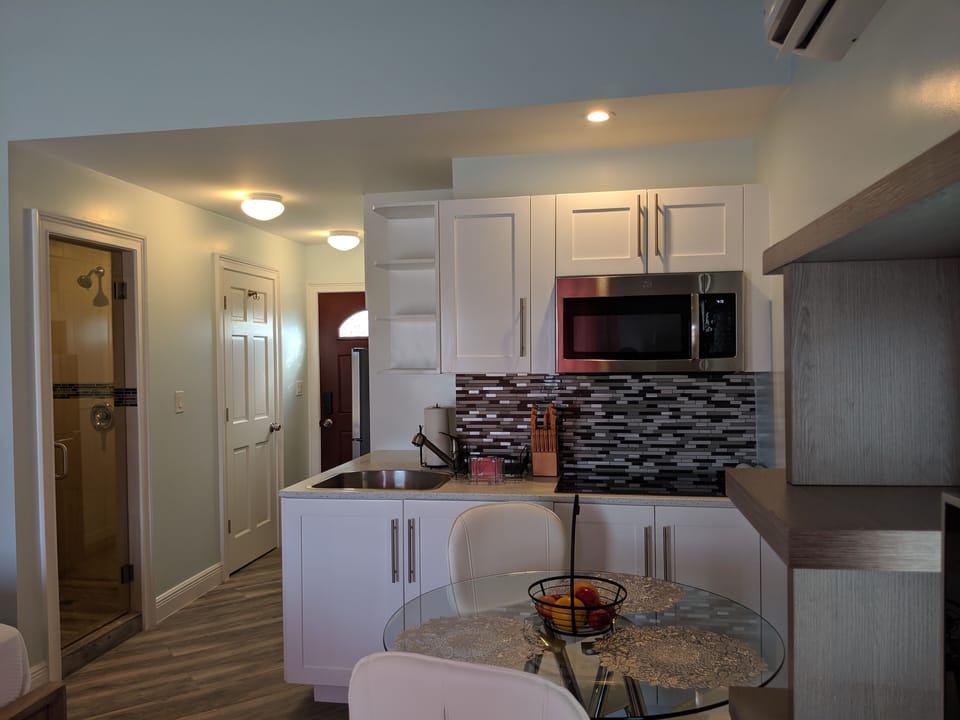 the kitchen area
