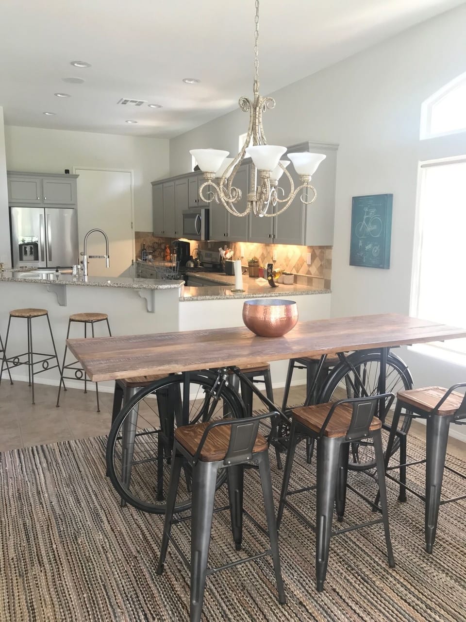 Table and kitchen