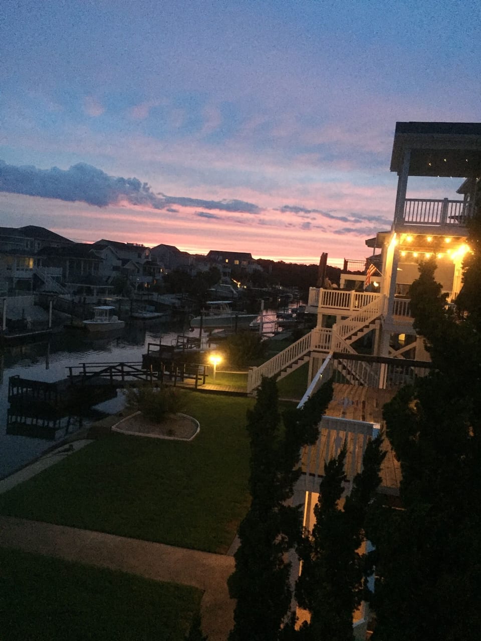View From Back Porch Deck of Canal at Sunset