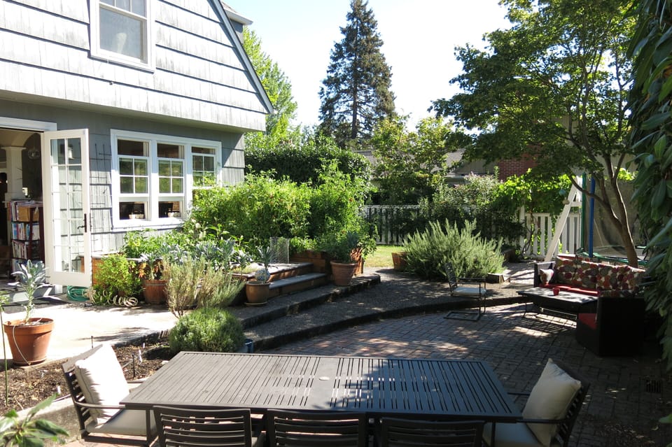 South facing patio (French doors to living room)