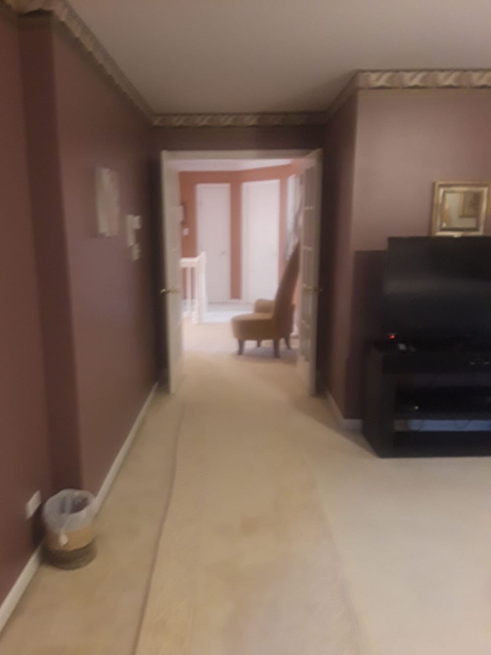 Walkway from king sz bed or sittjng rm in Master Suite to hallway sitting area