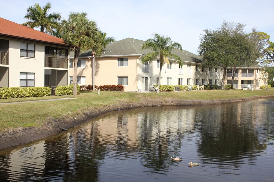 Enjoy tranquil waterfront surroundings with easy access to the buildings.