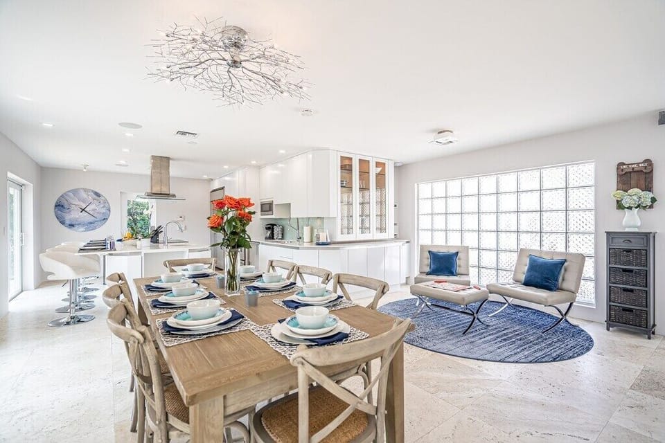 Great space to gather! Dining table with seating for 8