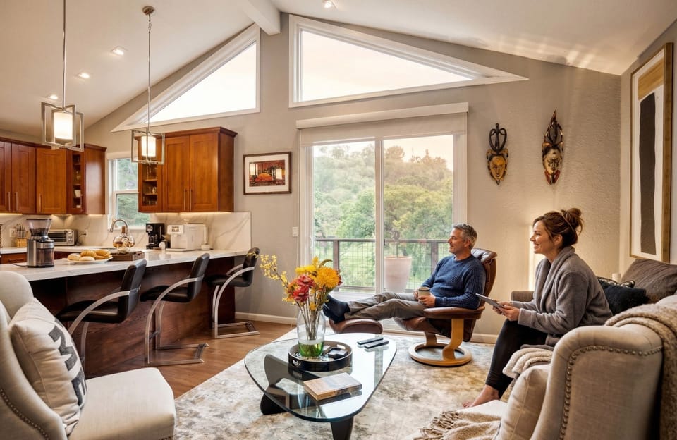 Open plan so everyone's together — the cook isn't isolated in the kitchen while everyone else is in the living room. The layout was designed around that. Works exactly as intended.