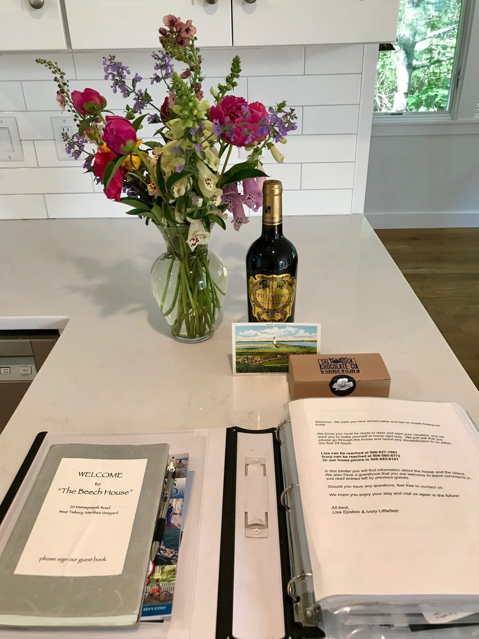 welcome gifts and house binder with lots of info