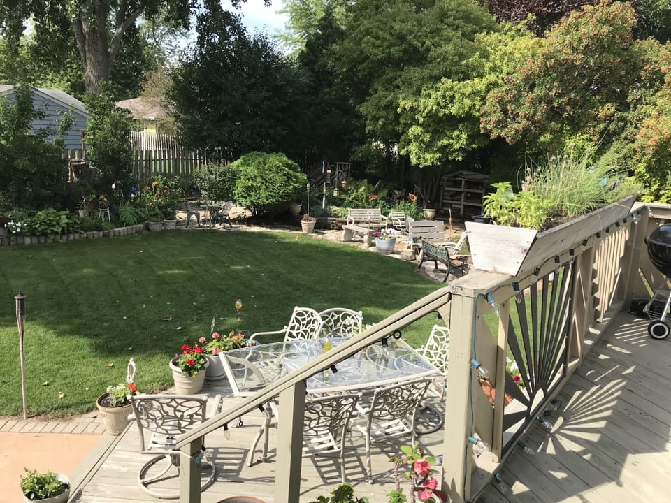 View of backyard from the deck