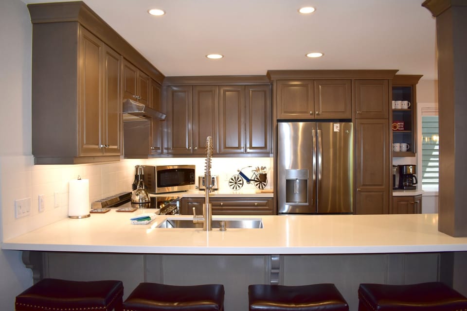 View of kitchen from bar