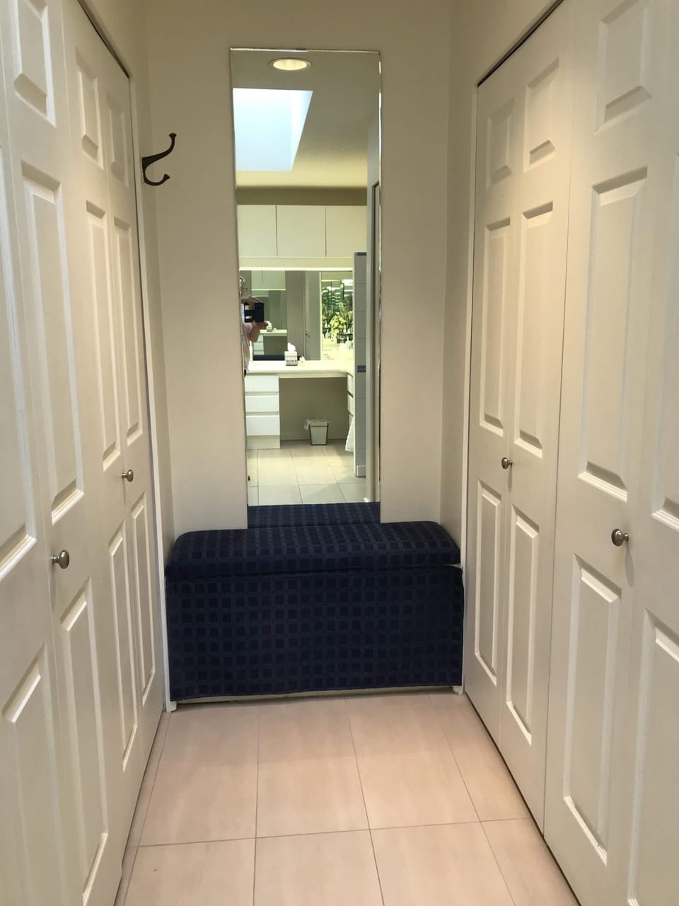 Ample closet space on both sides of the dressing area