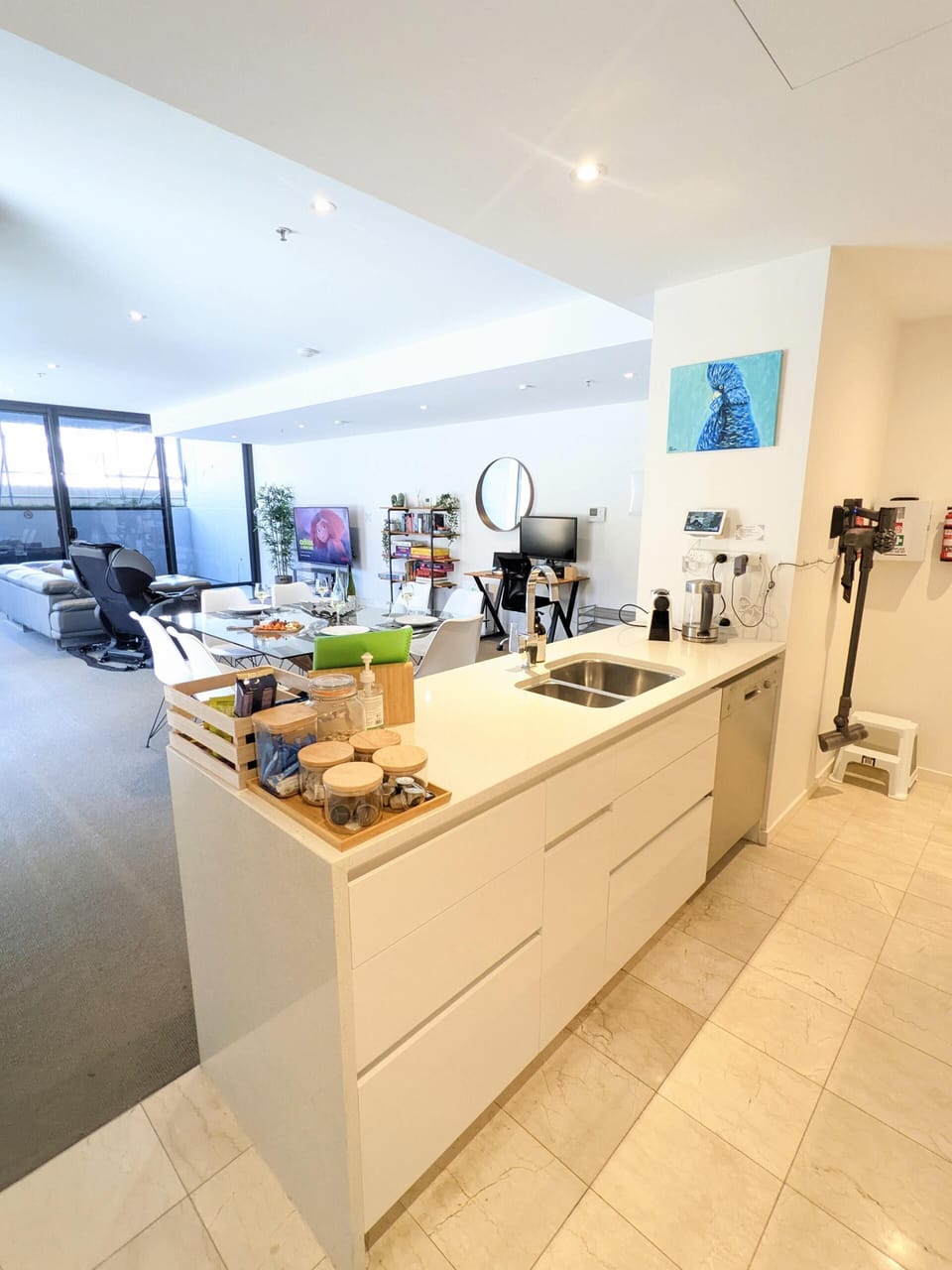 Kitchen, looking out over the open plan living space