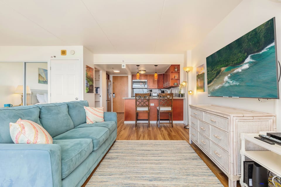 Entertainment meets comfort in this stylish living space