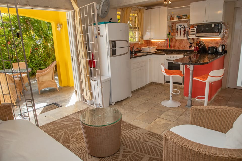 Kitchen is equipped with all new appliances.