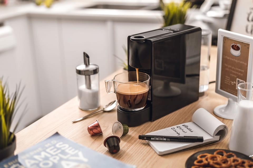 Coffee machine from Nespresso with complimentary pods for each stay