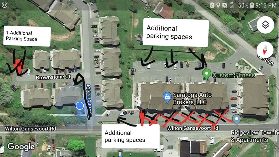 Overflow parking. End of Brownstone Ct. next to dumpsters
