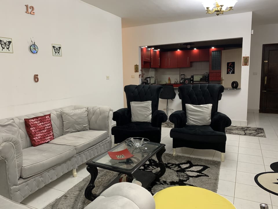 Spacious living room and american kitchen