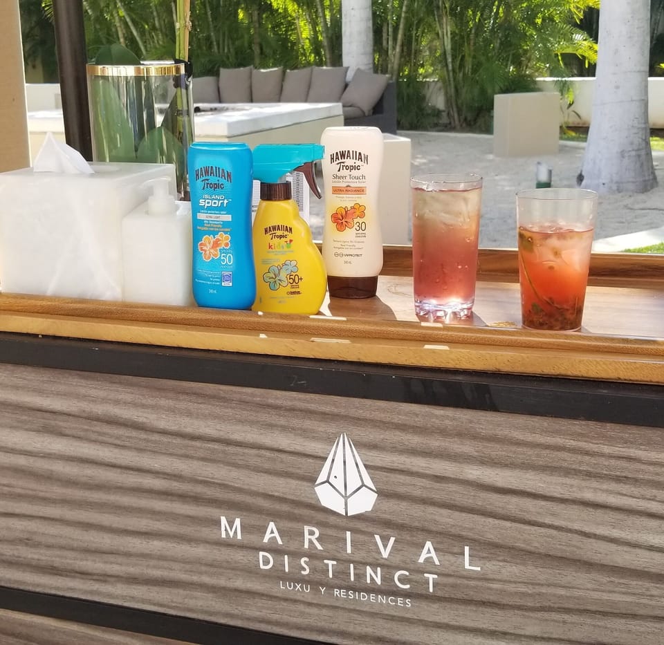 Complimentary sunscreen by the pool