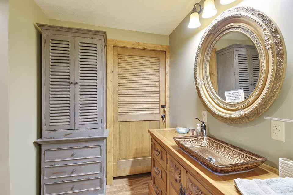 Master suite bathroom in basement 