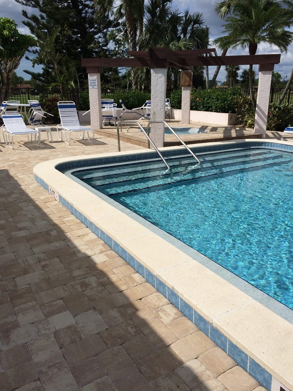 Pool with view of hot tub -- 