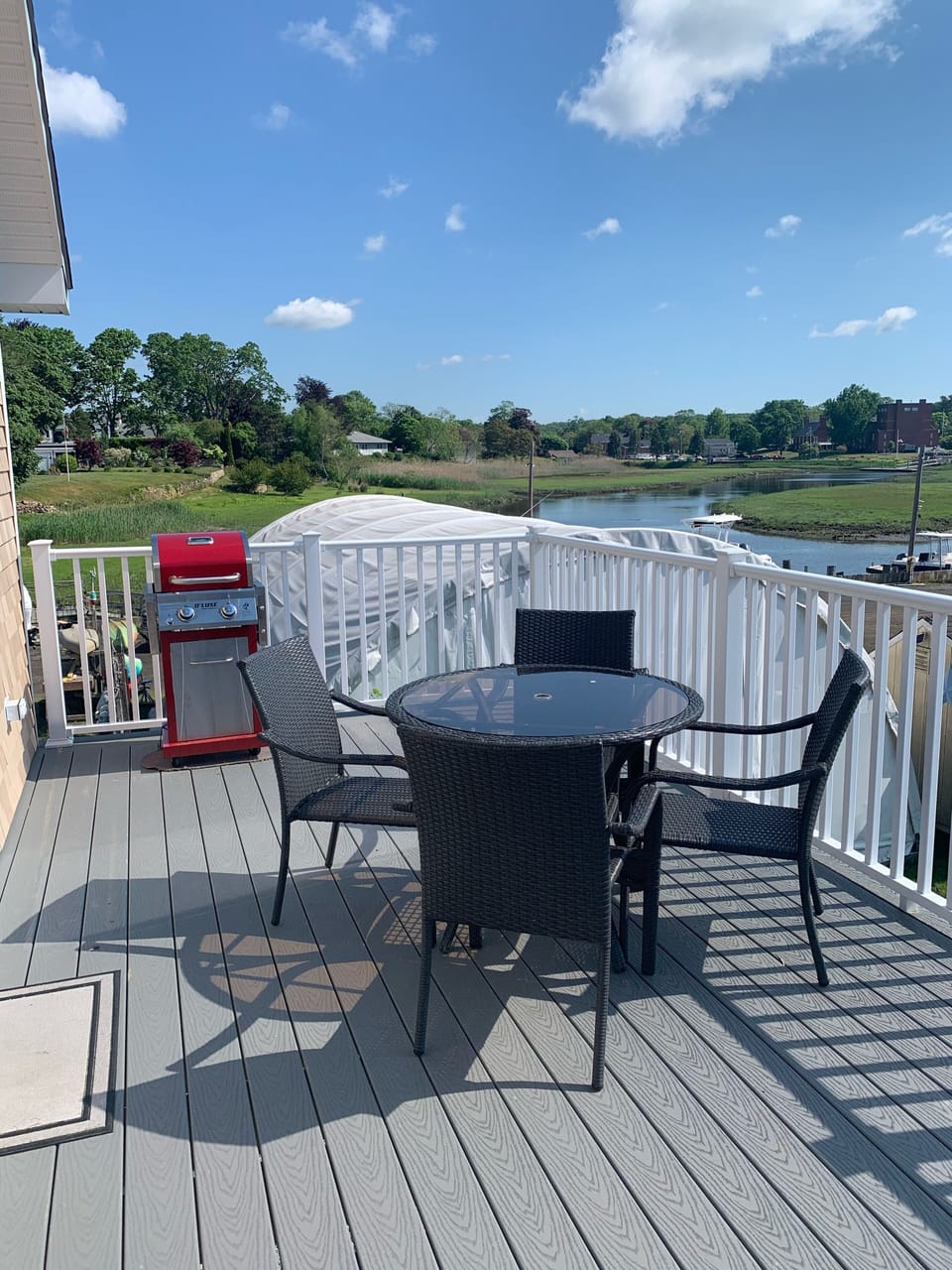 Deck, gas grill, seating area 