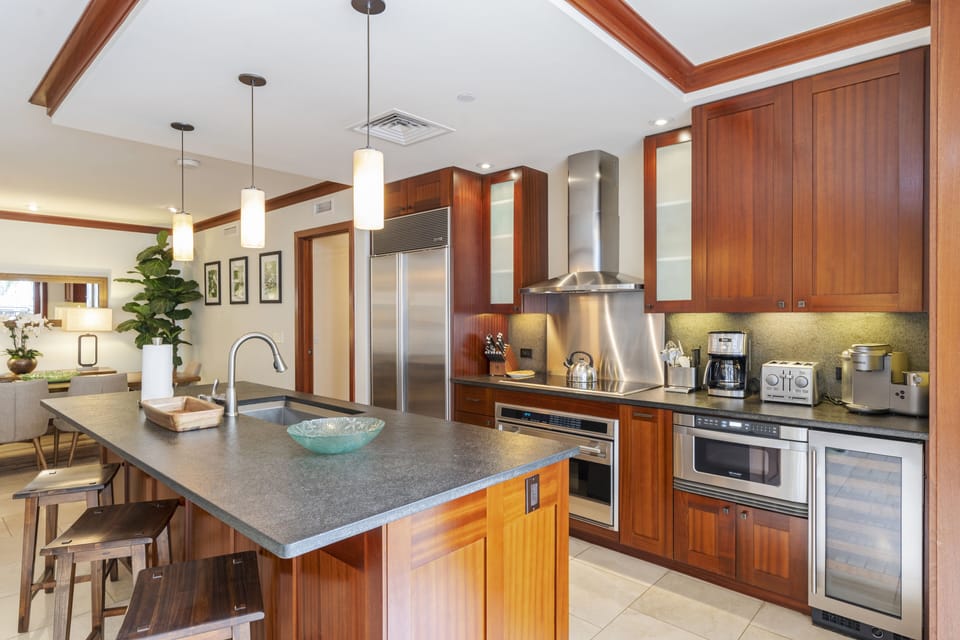 kitchen with sub zero and wine cooler