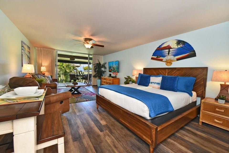 A cozy retreat offering plush bedding and easy access to tropical greenery