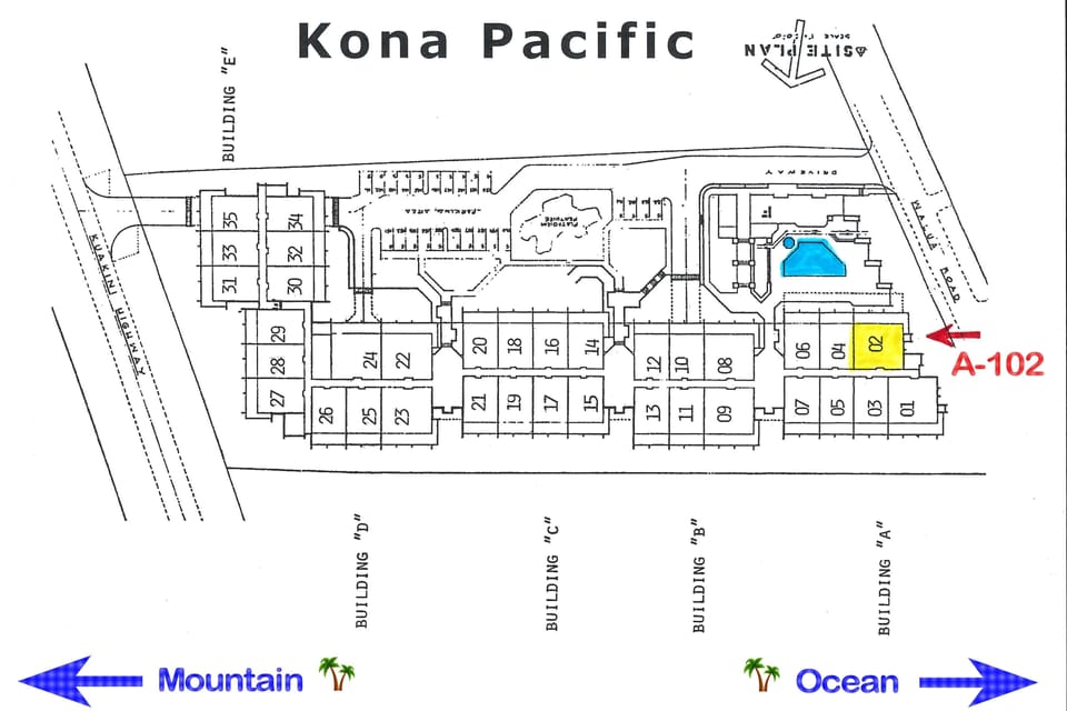 Complex Map. As you can tell you're in Building A which is closest to the Ocean!!
