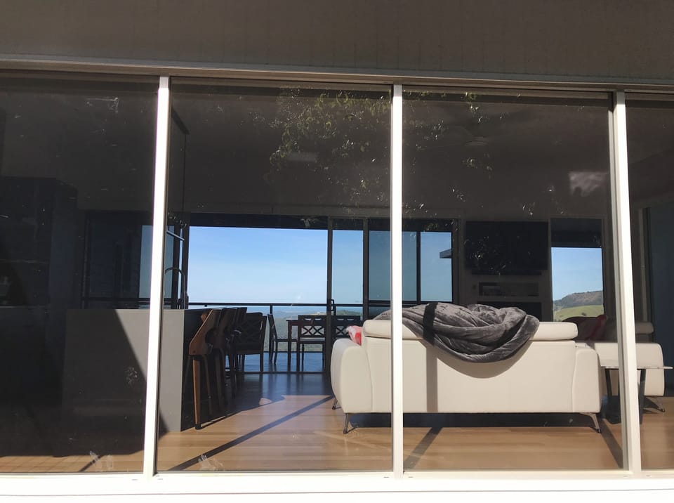 Glass throughout with blinds 