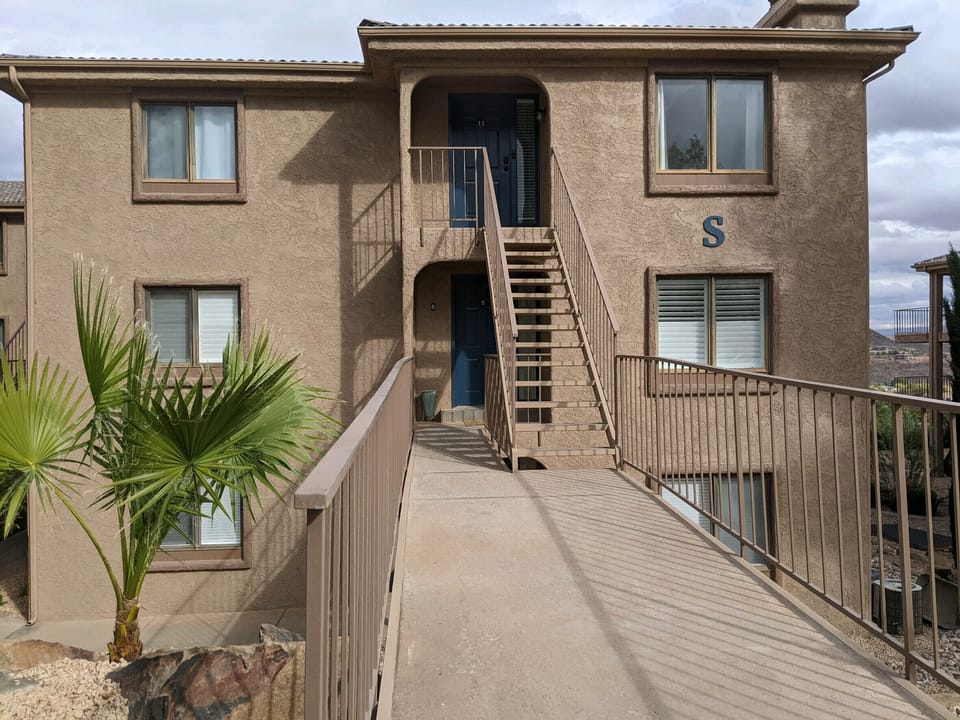 Entrance from the parking lot and garage.  No steps.
