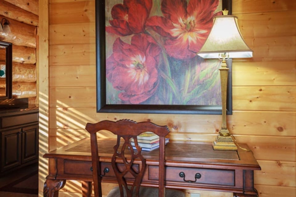 Several charming work spaces if you need to write a letter or use your laptop