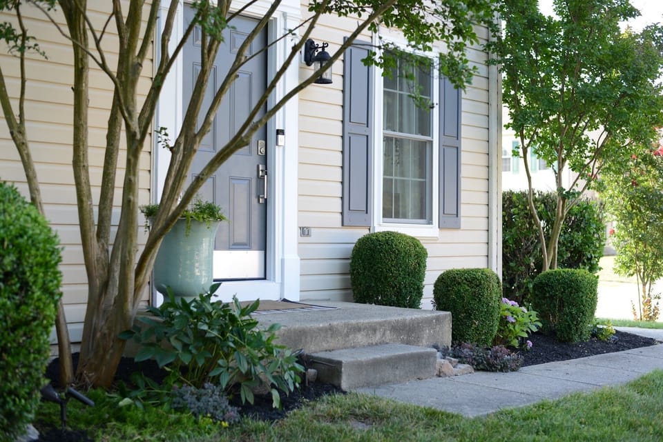 Front door in early summer (around the side of the townhome).