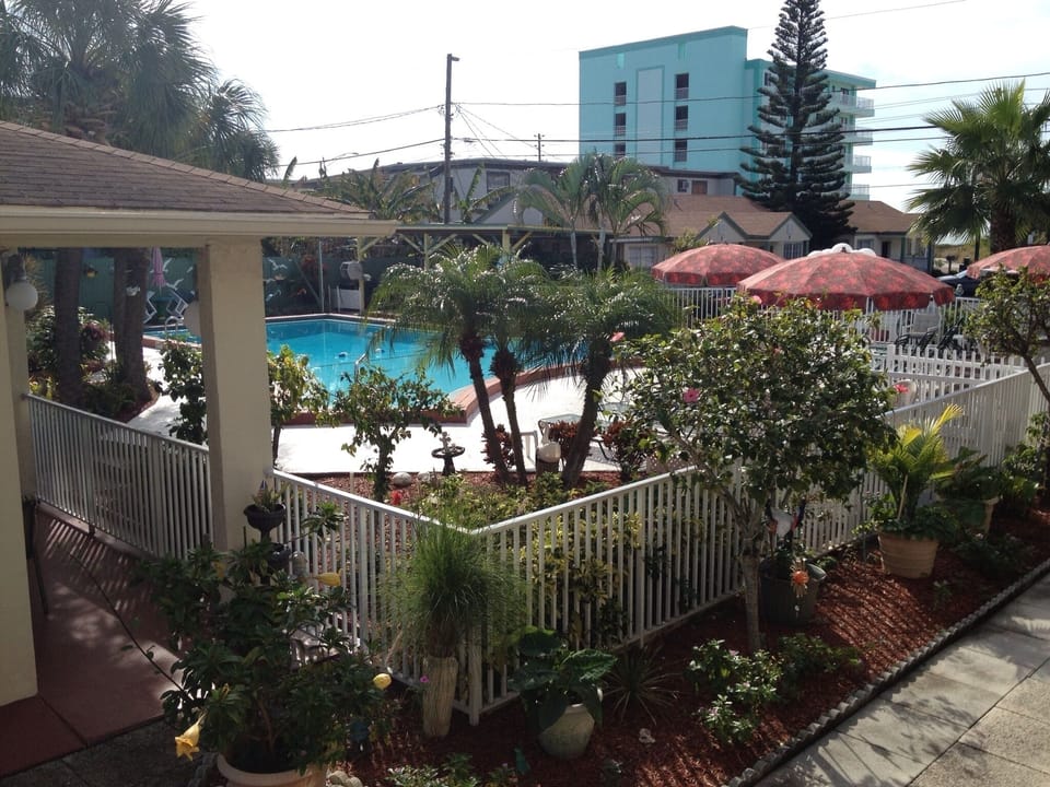 View of pool from balcony