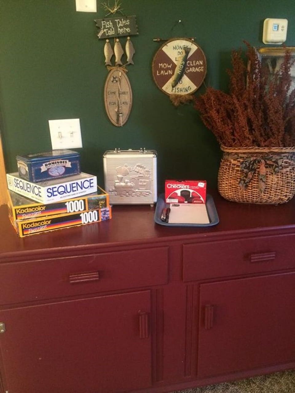 Cards and games provided in the Man Cave.