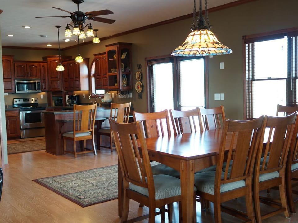 Large kitchen/dining room.  The kitchen has beautiful stainless steel appliances