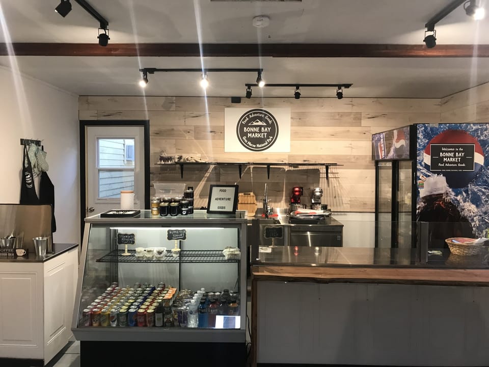 The Bonne Bay Market is located on site and has a boutique bakery/ camping items