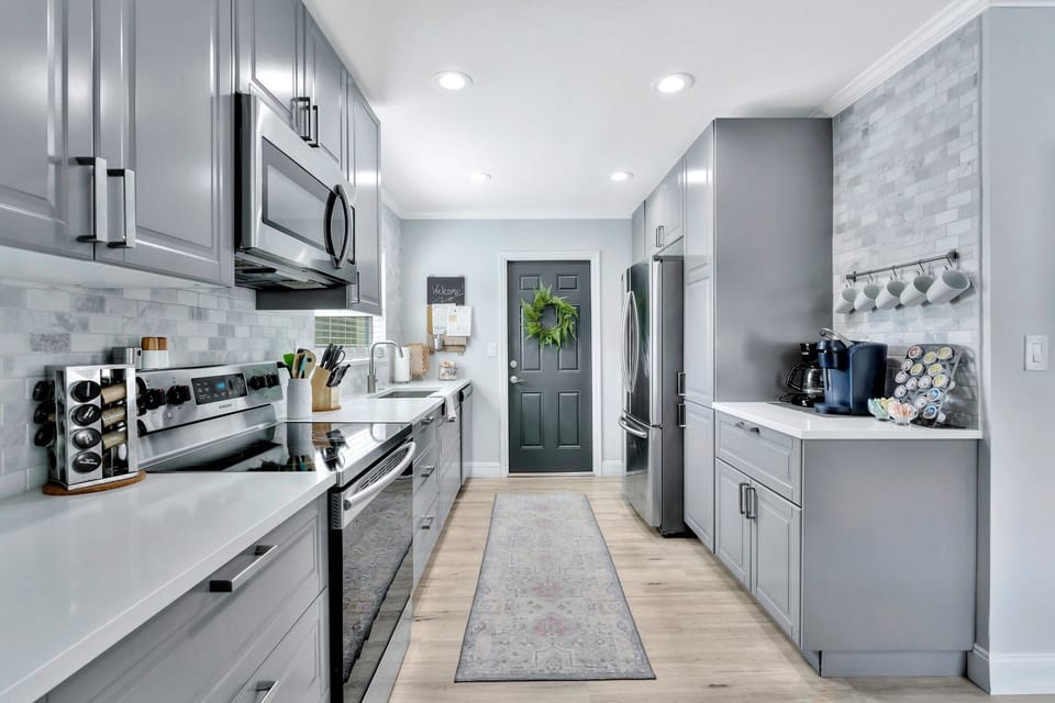 open and bright gourmet kitchen with everything you need.