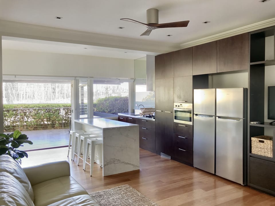 Kitchen and living room.
Foxtel, Netflix and air conditioning