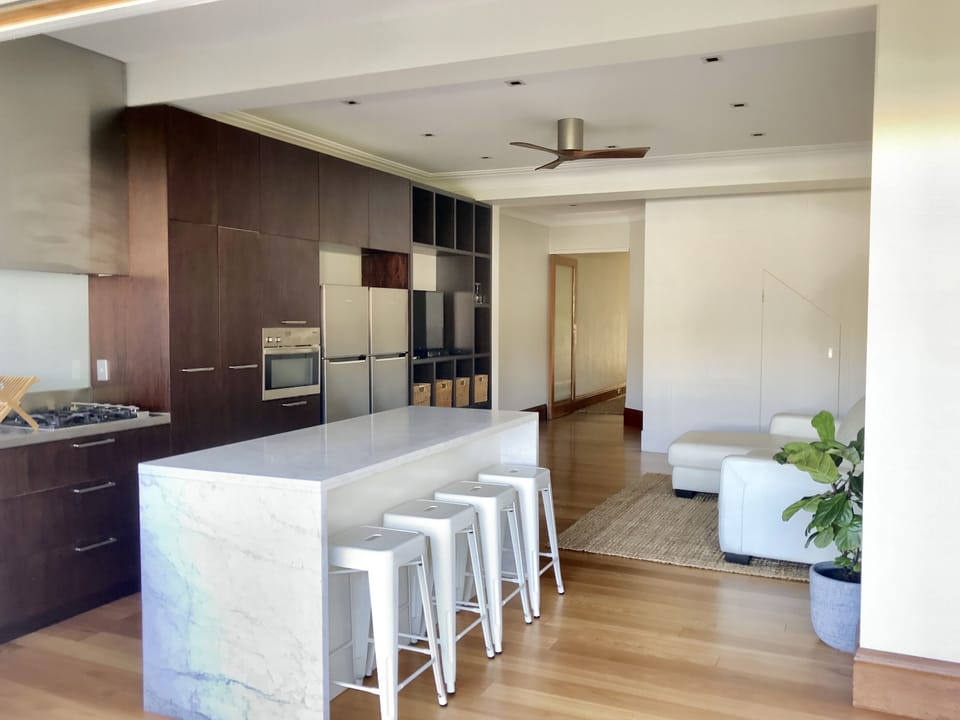 Kitchen with island dining bench