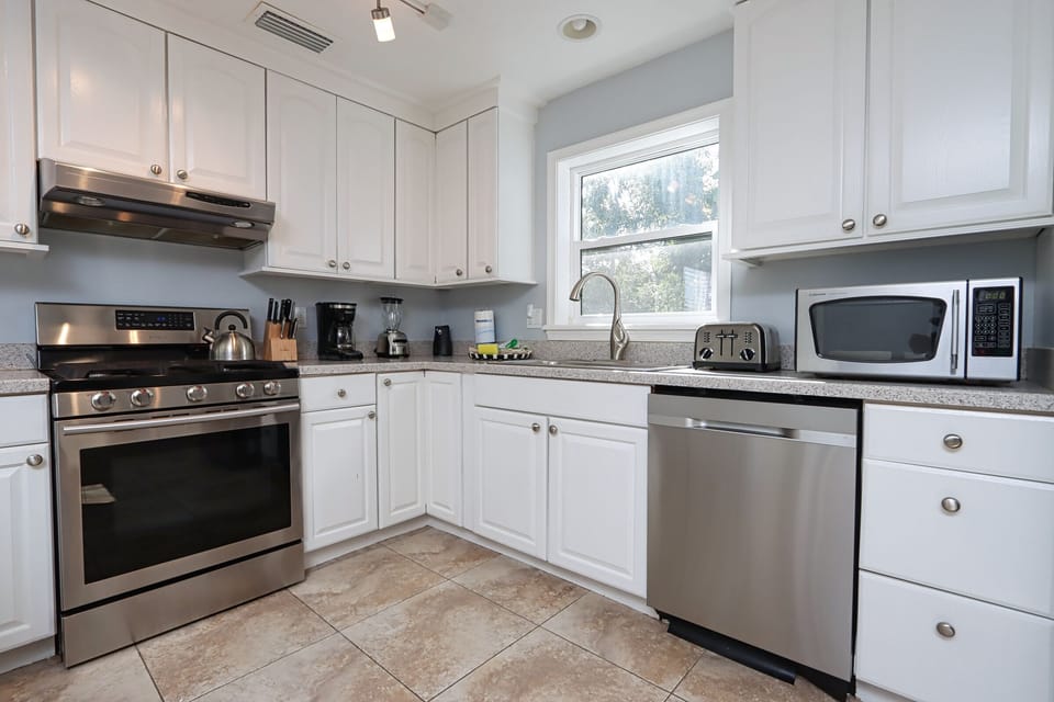 Kitchen with stainless steel appliances