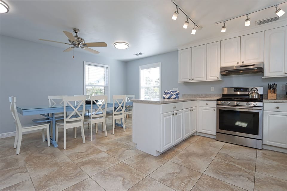 Kitchen with stainless steel appliances