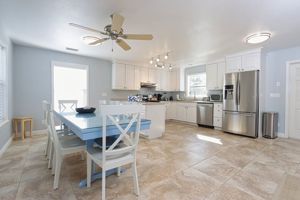 Kitchen with stainless steel appliances