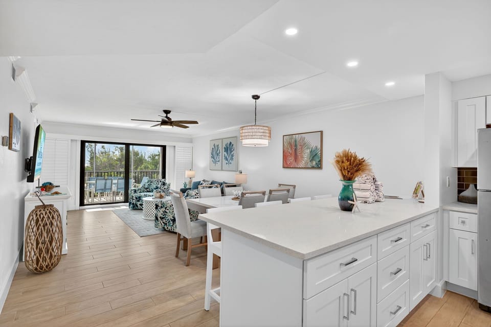Kitchen with breakfast bar and stainless steel appliances