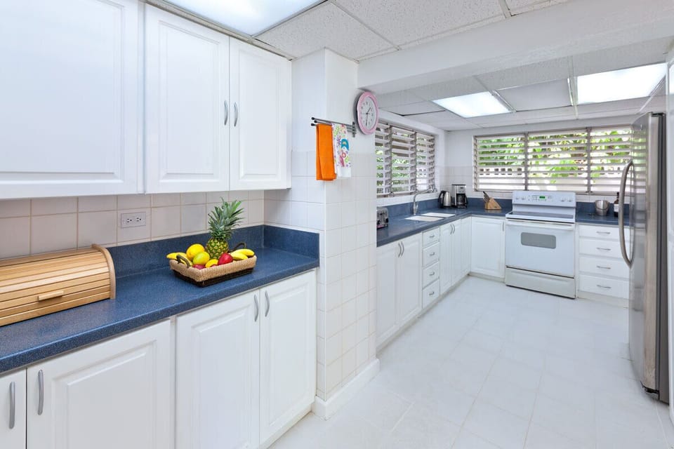 The fully outfitted kitchen