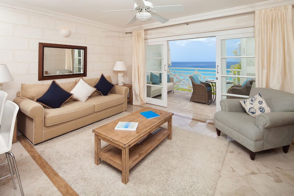 Open plan living area opens up onto breezy patio