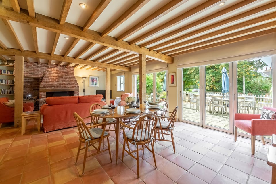 Ground floor: Open-plan dining area with living area beyond