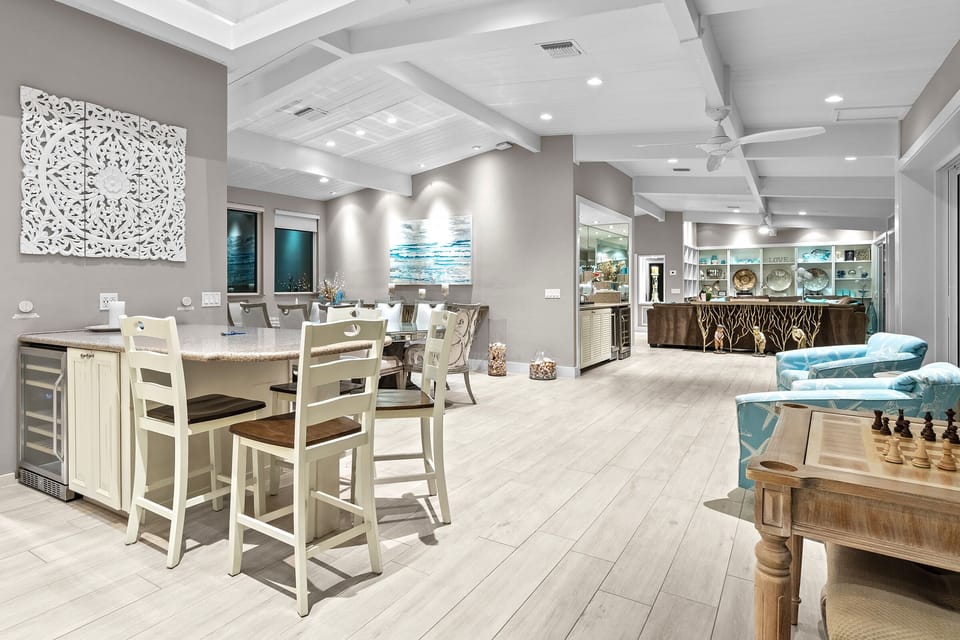 Kitchen looking into dining area