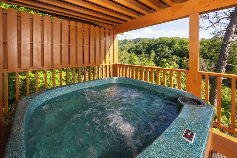 Hot tub on main level deck